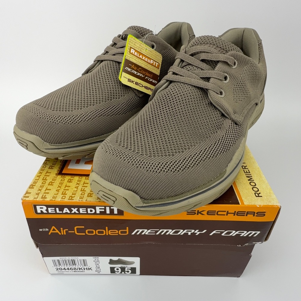 Skechers Expected 2.0 Marino‎ Khaki Mens Memory Foam Shoes Mens 9.5 NIB